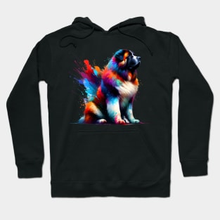 Vibrant Abstract Splash Caucasian Shepherd Dog Portrait Hoodie